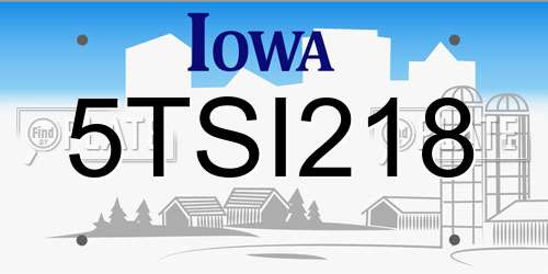 5TSI218 Iowa License Plate