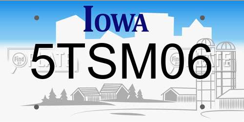 5TSM06 Iowa License Plate