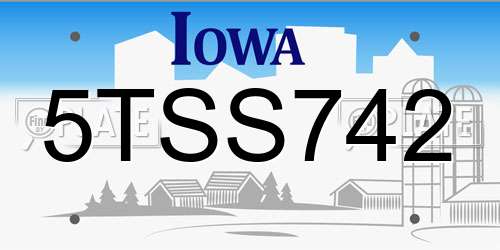 5TSS742 Iowa License Plate