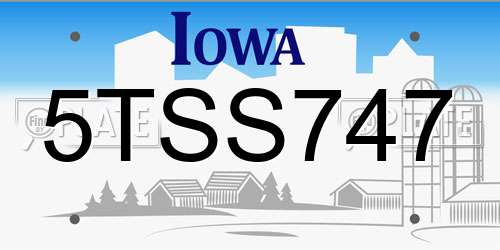5TSS747 Iowa License Plate