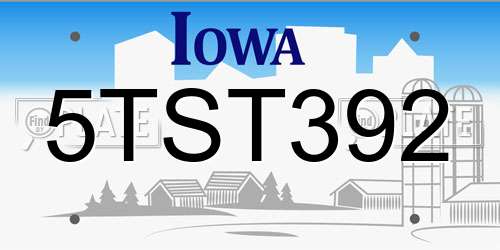 5TST392 Iowa License Plate