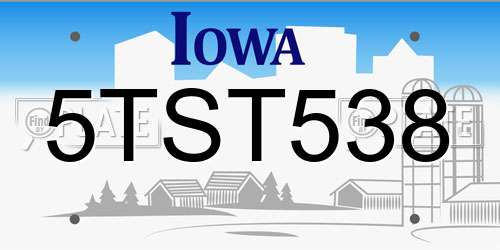 5TST538 Iowa License Plate