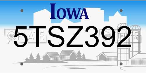 5TSZ392 Iowa License Plate