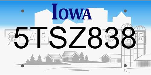 5TSZ838 Iowa License Plate