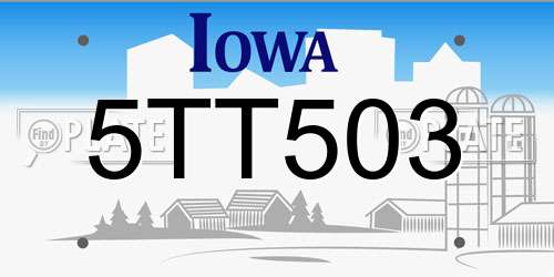 5TT503 Iowa License Plate