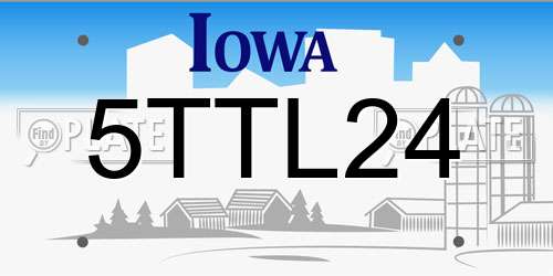 5TTL24 Iowa License Plate