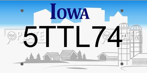 5TTL74 Iowa License Plate