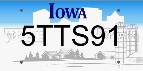 5TTS91 Iowa License Plate