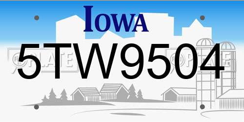 5TW9504 Iowa License Plate