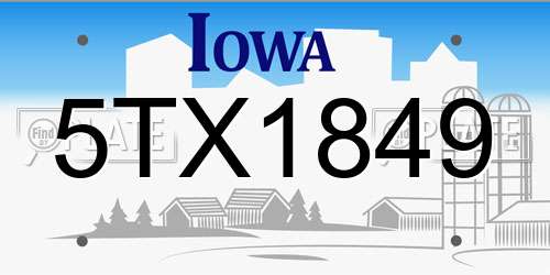 5TX1849 Iowa License Plate