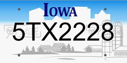 5TX2228 Iowa License Plate
