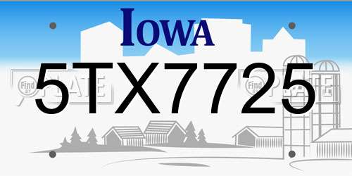 5TX7725 Iowa License Plate
