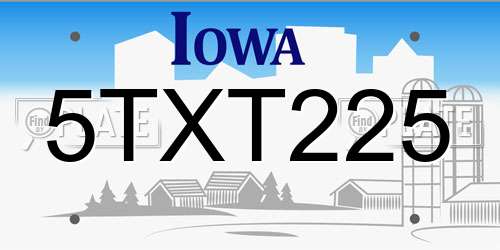 5TXT225 Iowa License Plate