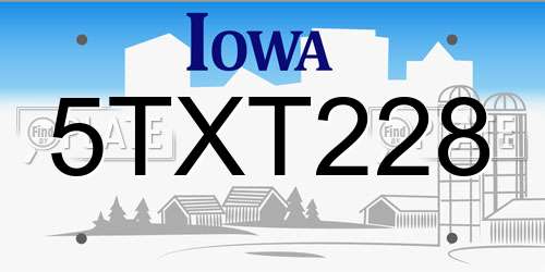 5TXT228 Iowa License Plate