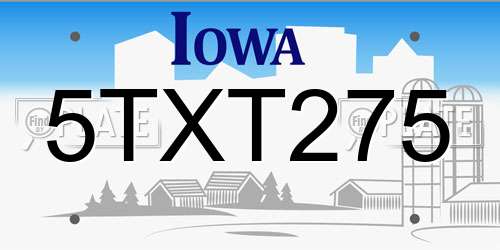 5TXT275 Iowa License Plate