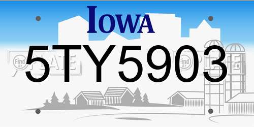 5TY5903 Iowa License Plate