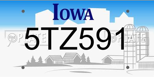 5TZ591 Iowa License Plate