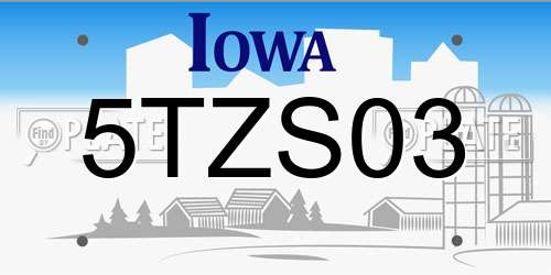 5TZS03 Iowa License Plate