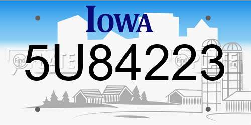 5U84223 Iowa License Plate