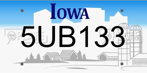 5UB133 Iowa License Plate