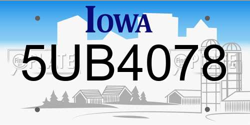 5UB4078 Iowa License Plate