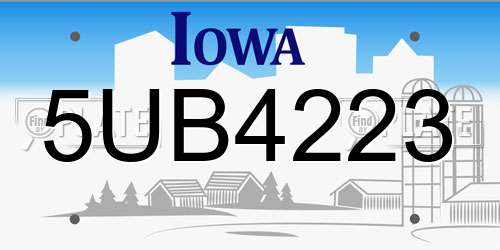 5UB4223 Iowa License Plate