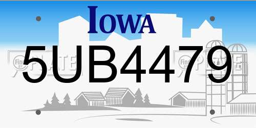 5UB4479 Iowa License Plate