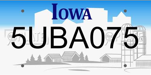 5UBA075 Iowa License Plate