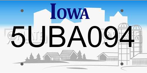 5UBA094 Iowa License Plate