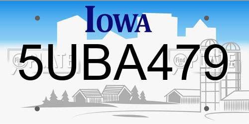 5UBA479 Iowa License Plate