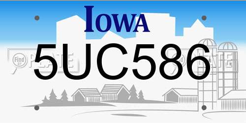 5UC586 Iowa License Plate