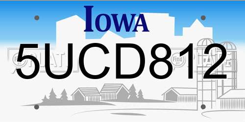 5UCD812 Iowa License Plate