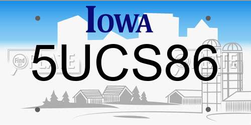 5UCS86 Iowa License Plate