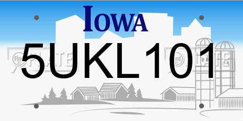 5UKL101 Iowa License Plate