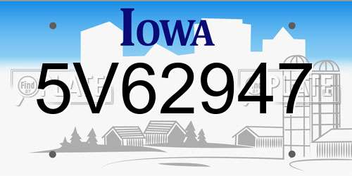 5V62947 Iowa License Plate