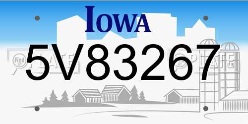 5V83267 Iowa License Plate