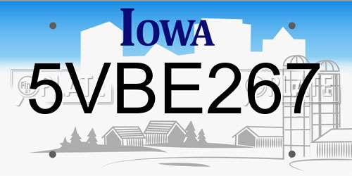 5VBE267 Iowa License Plate