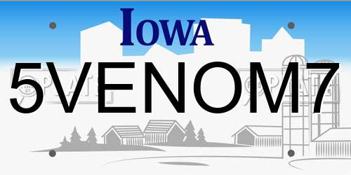 5VENOM7 Iowa License Plate