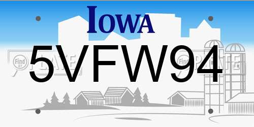 5VFW94 Iowa License Plate
