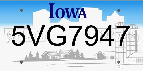 5VG7947 Iowa License Plate