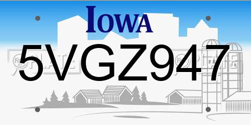 5VGZ947 Iowa License Plate
