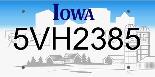 5VH2385 Iowa License Plate