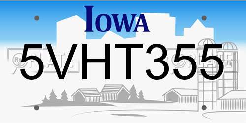 5VHT355 Iowa License Plate