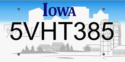 5VHT385 Iowa License Plate
