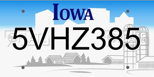 5VHZ385 Iowa License Plate