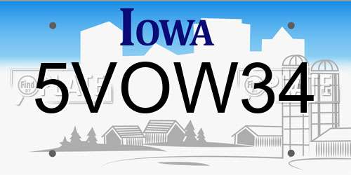 5VOW34 Iowa License Plate
