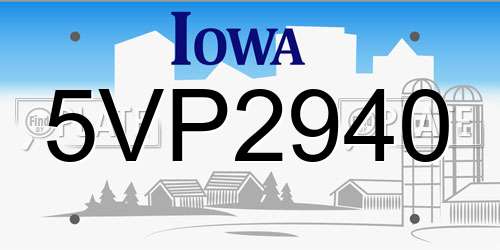 5VP2940 Iowa License Plate