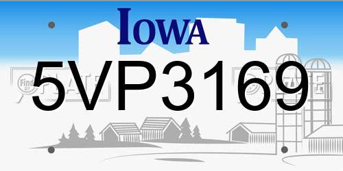 5VP3169 Iowa License Plate