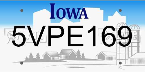 5VPE169 Iowa License Plate