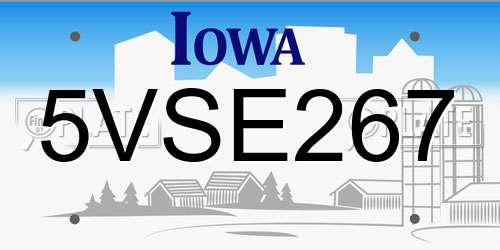 5VSE267 Iowa License Plate